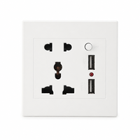 Prise murale USB à cinq trous avec deux ports USB, panneau de commutation, matériau en bronze phosphoreux, multifonctionnelle, compatible SDK, pour usage domestique