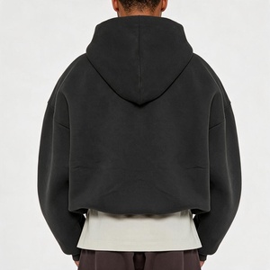 QIANSHI Custom 500 Gsm Oversized Boxy Double Zipper Hoodies 100% Cotton Heavyweight Fleece <strong>Cropped</strong> Men Full <strong>Zip</strong> <strong>up</strong> <strong>Hoodie</strong> - Product Image 3