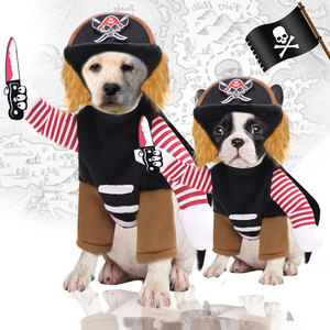 Disfraz de perro pirata con capucha para Golden Retriever, Bulldog Francés, ropa de Halloween para mascotas, atuendo divertido para todas las estaciones - Product Image 1