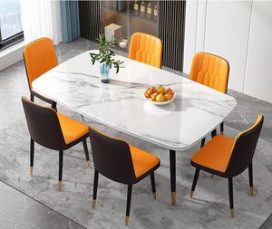 Ensemble <span class=keywords><strong>de</strong></span> <span class=keywords><strong>table</strong></span> et <span class=keywords><strong>de</strong></span> chaises <span class=keywords><strong>de</strong></span> salle à manger <span class=keywords><strong>avec</strong></span> plateau en marbre et structure en métal dépliable - Product Image 5