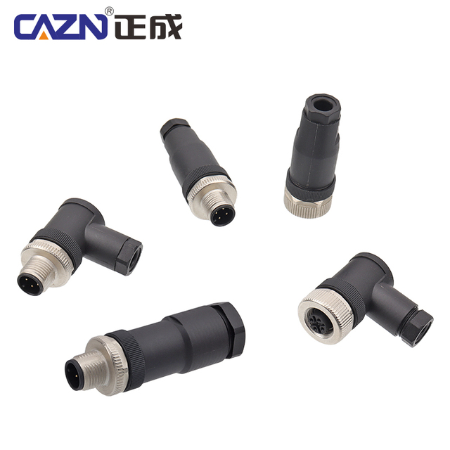M12 Metal Plastic Male Female Connector Filed Installation Circular Plug Straight Angled Assembly Screw M12 Connector