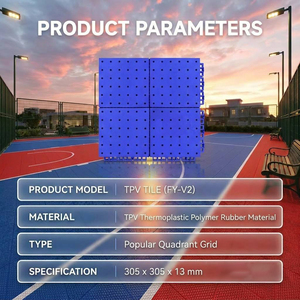 TPV Basketball Court <b>Tiles</b> All-Weather 305mm Quadrant Grid High Resilience Shock Absorption <b>Interlocking</b> Outdoor Sports <b>Flooring</b> - Product Image 2