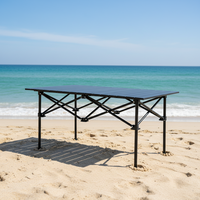 Table pliante en fer, moderne, avec pieds réglables, plateau épaissi, légère, portable, antidérapante, facile à nettoyer, pour pique-nique, plage, école