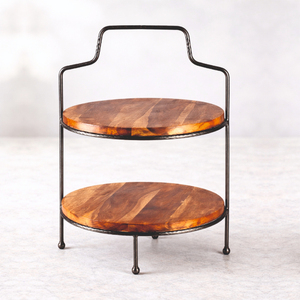 Soporte Redondo de Dos Niveles para Pastel, Ecológico y de Primera Calidad, con Marco Metálico y Asa Curva, Apto para Lavavajillas - Product Image 2