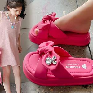 2024 été nouveauté filles mode bout ouvert nœud princesse un fil <span class=keywords><strong>sandales</strong></span> <span class=keywords><strong>petite</strong></span> <span class=keywords><strong>fille</strong></span> vêtements d'extérieur plage pantoufles - Product Image 5