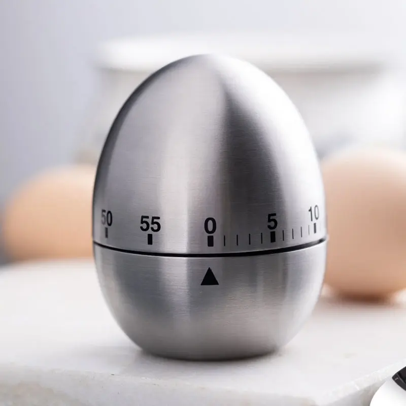 Stainless steel egg-shaped timer creative kitchen timer mechanical reminder alarm clock