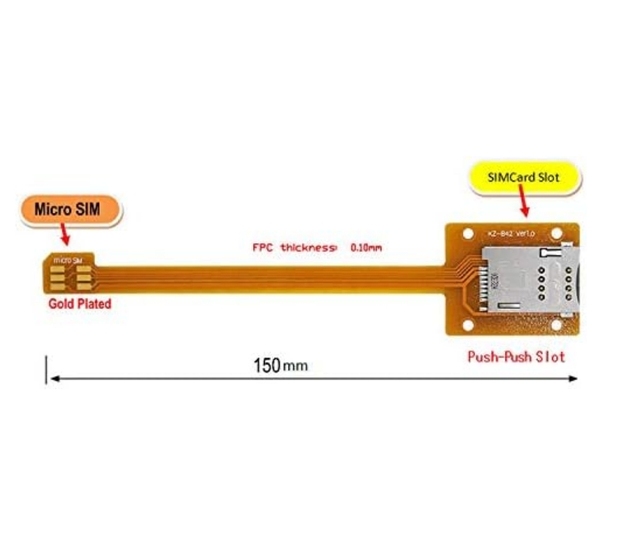 Factory wholesale 15CM Micro to Mini standard SIM Card extension extender With Push-push slot