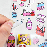 Sin MOQ A4 A5 A6 PVC impermeable hojas de pegatinas personalizadas pegatina decorativa de dibujos animados lindo beso corte pegatina