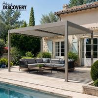Pergola motorisée extérieure en alliage d'aluminium à toit à persiennes réglables pour jardin, patio, cour arrière, villa