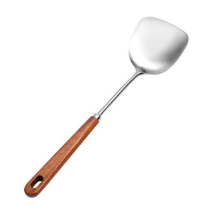 Juego de espátulas de acero inoxidable 304 con mango de ébano, utensilio de cocina resistente al calor para freír, cucharón para sopa y colador - Product Image 5