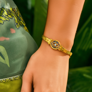 Bracelet tendance en acier inoxydable 316L plaqué or PVD, motif œil porte-bonheur, pour femme - Product Image 3