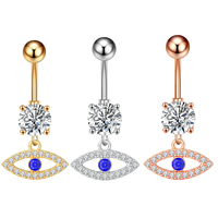 Lot de 10 Piercings de Nombril de Haute Qualité avec Pendentifs Œil, Mélange de 3 Couleurs, en Acier Inoxydable Doré, Bijoux de Piercing de Nombril, Zircon, Cadeau de Mariage