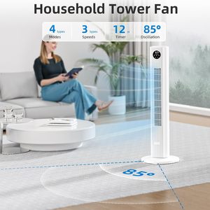 Ventilateur tour silencieux intelligent avec télécommande, puissant, sans pales, pour chambre et bureau, idéal pour l'été - Product Image 5
