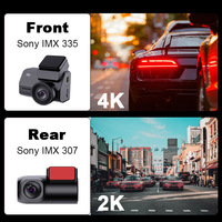 Caméra de tableau de bord 4K intégrée WiFi GPS enregistreur de tableau de bord de voiture avec UHD 2160P, LCD 2 ", grand angle 150, WDR, vision nocturne