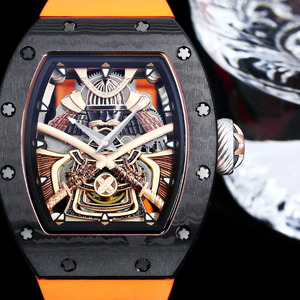 Montre homme populaire à mouvement automatique, boîtier en fibre de carbone noire, bracelet en caoutchouc, style affaires, mécanique, best-seller, vente chaude - Product Image 3
