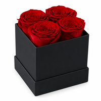 Boîte à fleurs carrée de luxe avec 4 roses réelles préservées, rose éternelle sans eau ni soleil, cadeau de mariage pour la Saint-Valentin, vente en gros personnalisée