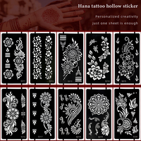 Pochoir de tatouage en PVC ajouré motif rose en fleur, réutilisable, sur mesure, en promotion, pour l'impression manuelle professionnelle de l'art du henné en salon