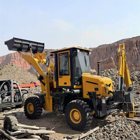 Diskon mesin penggerak bumi Backhoe penggerak empat roda WZ15-10 1ton Mini 4x4 traktor Backhoe Loader kecil
