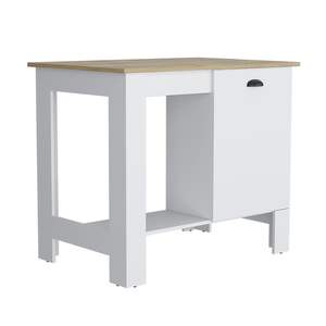 Carrito de cocina DB Isla de madera con acabado blanco moderno con un cajón Estilo de diseño Shoproni - Product Image 6