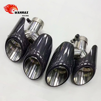 Embouts d'échappement en fibre de carbone pour Porsche Macan 2014+, kit de mise à niveau avec embouts de silencieux quadruples en Y noir brillant