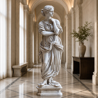 Ensemble d'art mural personnalisé avec sculpture d'ange à caractères grecs religieux et détails gravés pour statue en marbre de parc