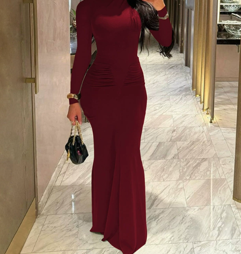 Z0117DS03 Burgundy long sleeves