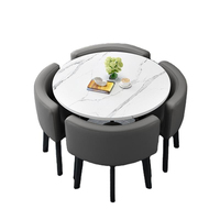 Juego de Comedor Moderno de Lujo con Mesa de Metal Dorado y 4 Sillas, Incluye Elegante Mueble de Comedor para Apartamento, para Uso Doméstico