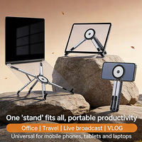 Support d'ordinateur portable universel 3 en 1, pliable, réglable, magnétique, avec support pour tablette et téléphone