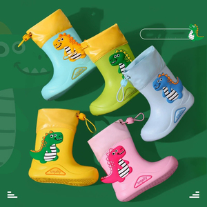 Bottes <span class=keywords><strong>de</strong></span> <span class=keywords><strong>pluie</strong></span> souples épaissies sur mesure pour bébé sangles élastiques antidérapantes imperméables petit dinosaure Design pour l'hiver été automne - Product Image 1