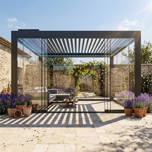 <span class=keywords><strong>Pergola</strong></span> en aluminium intégrée avec panneaux en verre, véranda toutes saisons pour villa et gazebo de luxe - Product Image 1