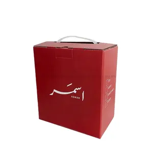 Hot selling recyclable party sharing high quality custom logo red portable beverage packaging dispenser paper box with handle