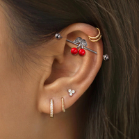 316L Acier Inoxydable Cerise Industrielle Barbell Piercing Bijoux Mignon Industriel Bar Piercing Bijoux Chaîne Industrielle Boucles D'oreilles