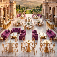Moderner Luxuriöser Goldener Edelstahl Runder Hochzeits-Esstisch mit Spiegelglasplatte für Bankettsaal Hotel Event Party Möbel