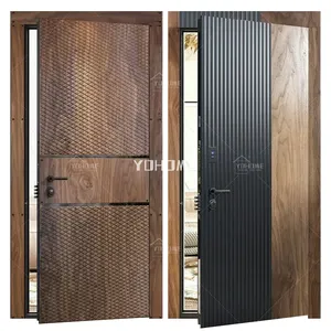 China top fabricante personalizado porta de madeira sólida lux inacabado portas interiores de madeira com moldura luxo portas interiores para villa