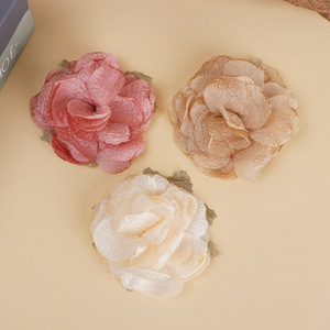 <b>Artificial</b> <b>Flower</b> 8.5Cm 3D Fabric Rose Diy Jewelry Accessories Wedding Headpiece Cloth Hand Knitted - Product Image 4