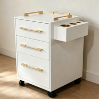 Chariot de Salon et de Maison Moderne en Bois avec 3 Tiroirs et Roues - Chariot de Coiffure Professionnel en Gros pour Salons de Beauté
