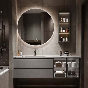 Factory Supply Bathroom <b>Vanities</b> <b>with</b> Cabinet Wood Wall Hung Bathroom <b>Vanity</b> Wooden Set <b>Vanity</b> Modern Bathroom Cabinets - Product Image 6