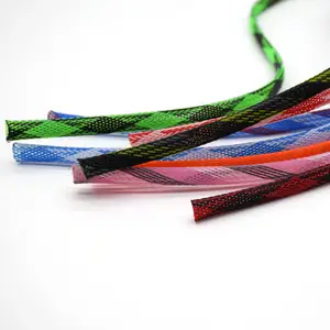 Luva de gerenciamento de cabos de malha flexível PET colorida personalizada de fábrica
