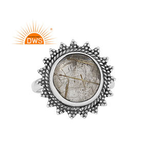 Anillo de Piedra Preciosa de Rutilo Dorado Redondo con Engaste de Bisel, Anillo Étnico de Plata de Ley 925 para Hombre, Fabricante de Joyería, Colección Clásica - Product Image 2