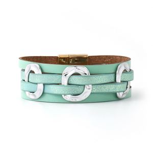 Pulsera de Cuero PU, Estilo Viral en Redes Sociales, Estándar Europeo, Regalo Metálico para Mujer, Retención de Color Técnica - Product Image 2