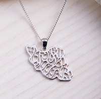 Nouvelle tendance : Collier carte de l'Iran plaqué or 18 carats avec calligraphie arabe, bijoux simples, collier carte de l'Iran personnalisé en acier inoxydable