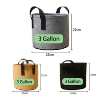 3 gallons pour terrasse jardin champignon/légume/fleur/plante biodégradable noir aération nylon tissu non tissé fibre végétale durable