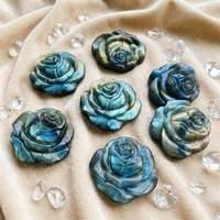 Nouvelle arrivée cristal naturel Labradorite sculptures bleu Labradorite Rose fleur sculpté à la main cristal fleurs pierres pour cadeaux