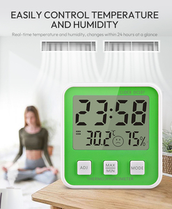 Termoigrometro di Alta Qualità per Interni, <span class=keywords><strong>Camera</strong></span> <span class=keywords><strong>da</strong></span> <span class=keywords><strong>Letto</strong></span>, Casa, con Monitoraggio della Temperatura e Indicazione del Tempo, Disponibile in Rosa/Verde/Blu/Giallo - Product Image 4