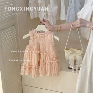 Child Star Circle Girls Sleeveless Dress Breathable Summer Princess Outfit For Little Girls - Product Image 1