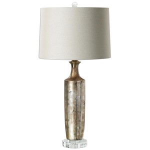 Blue & Gray Marbled Glass Modern Classic Table Lamp | Timeless Artisan <b>Lighting</b> for Hotel Bedroom & <b>Lounge</b> - Product Image 2