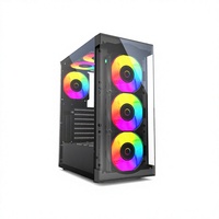 Boîtier PC Gamer ATX Mid-Tower avec panneau latéral en verre trempé, compatible ventilateurs RGB, châssis de bureau avec ports USB frontaux