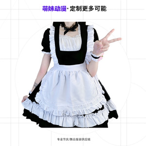 Costume de demoiselle d'honneur noir, robe de jeu de rôle Lolita classique et mignonne, en polyester, printemps 2025 - Product Image 4