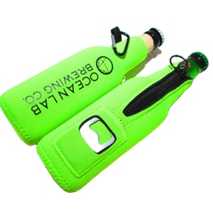 Custom Neoprene Beer <b>Bottle</b> Coolers Insulated Cooler Bags with Zipper Opener Beer Sleeve Holders - Product Image 2