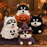 Peluche de créateur pour Halloween, Husky, Citrouille, Fantôme, Sorcière, Chauve-souris, Costume en peluche douce pour Fêtes, Fêtes Costumées et Cadeaux